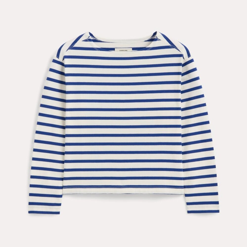 Everlane Women's Mariner T-Shirt in Bone White/Mazarine Blue, Size 2XS, Cotton